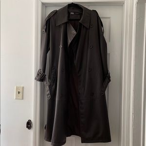 Zara brown leather  trench coat